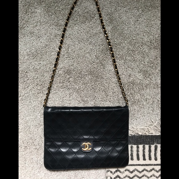 CHANEL Handbags - Chanel black quilted flap lamb skin bag